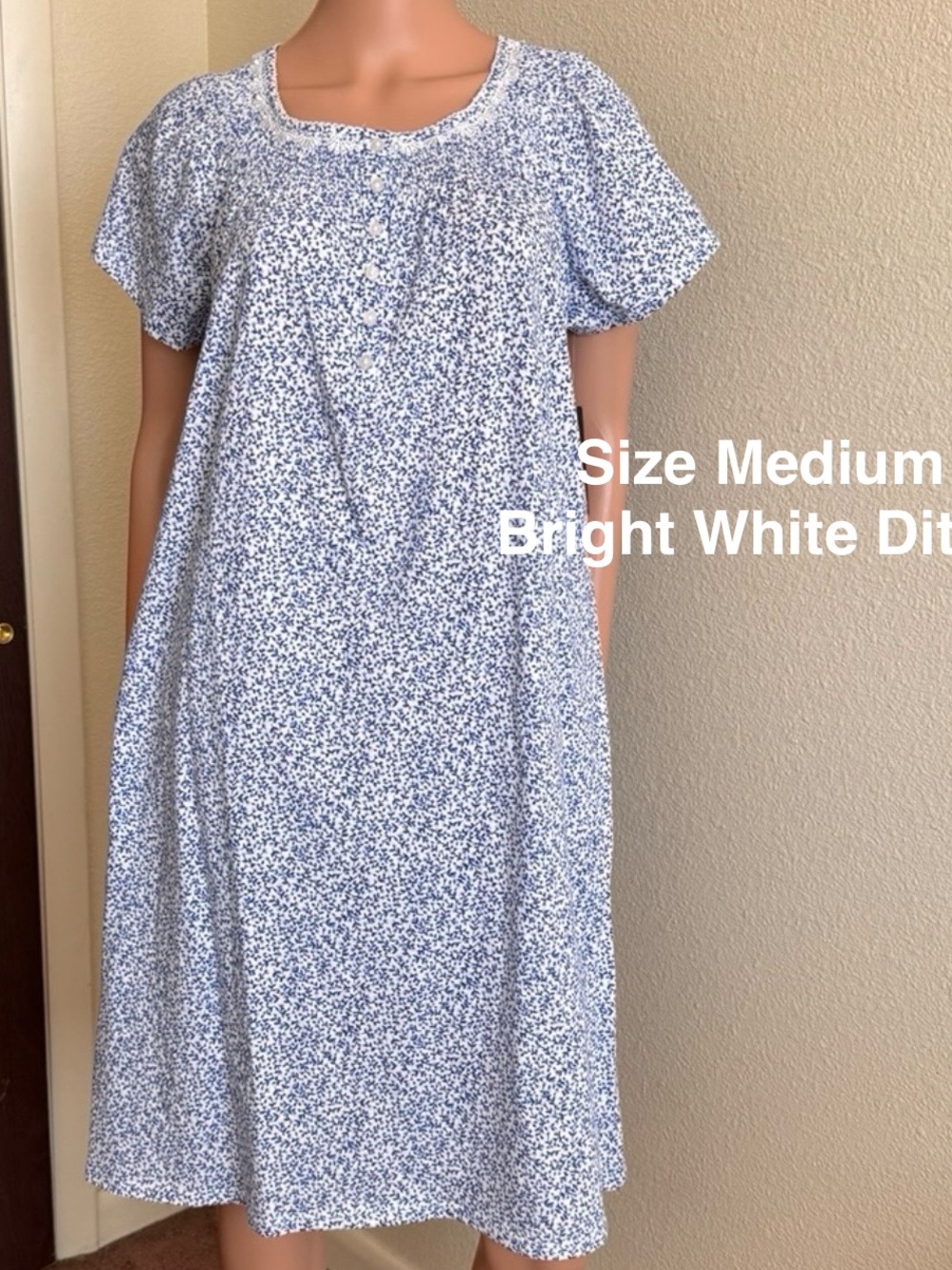 Aria Women's 100% Cotton Raglan Sleeve Smocked Neck
Sleepwear Gown, Medium